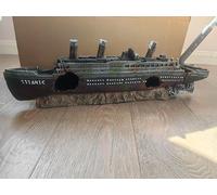 Ulifery Titanic Aquarium Boat Shipwreck Sunken Pirate Ship Resin Fish Tank Decorations Aircraft Carrier for Betta Super Large XXL for 55-75 Gallon Tank