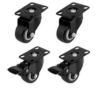 ULIFESTAR 4 PCS 1.5 inch Heavy Duty Caster Wheels Polyurethane PU Rubber Swivel Casters with Top Plate & Strong Bearing Total 400lb Quite Mute Non-Marking Locking Stem Casters Black (1.5'')