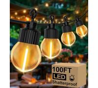 ULIGHTOWN Festoon Lights Outdoor, 30M/100FT Connectable Outdoor String Lights with Shatterproof G40 Bulbs&Timer, IP44 Waterproof Garden Lights Mains Powered for Outside Patio Gazebo