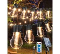 ULIGHTOWN Solar Festoon Lights Outdoor, 14M/46FT USB&Solar String Outdoor with Remote, IP65 Waterproof Garden 30LED Shatterproof Bulbs for Gazebo Patio Party Wedding Decor, Gold