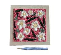 ULIJTH 25x25cm Embroidery Sewing Craft With Wooden Frame Needle Pen Flower Pattern Fabric Painting Handmade Materials Set Fabric Painting Craft