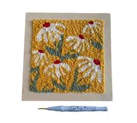 ULIJTH 25x25cm Embroidery Sewing Craft With Wooden Frame Needle Pen Flower Pattern Fabric Painting Handmade Materials Set Fabric Painting Craft