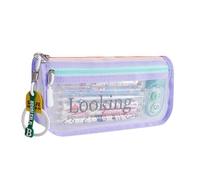 ULIJTH High Capacity Pencil Case 2 Compartments Pen Bag Clear Pencils Pouches Pen Organiser Travel Cosmetic Bag for Adult Mesh Pencil Case