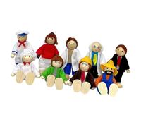 ULIJTH Interactive Wooden Family Dolls Set For Kids Learning And Social Skill Development Hand-Eye Coordination Development Toy