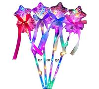 ULIJTH LED Flashing Handheld Princess Stick Toy For W/Bow Knot Easter Gift Glow Girls Cosplay Toy Party For Girls Wedding For Kids Lights