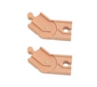 ULIJTH Natural Wood Train Track Connector Set 2PCS Modular Design For Family Interactive Building Non Toxic Wooden Train Accessories