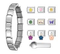 ULIJTH Unique Italian Charm Link Beads Jewelry Finding Jewelry Accessories Stainless Steel Texture Suitable for Making Elegant Modular Wrist Accessory