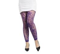 ULIJTH Womens Floral Patterned Footless Lace Tights Rhinestones Pantyhose Leggings Hosiery Cosplay Party 90s Costume Rhinestones Tights