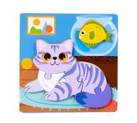 ULIJTH Wooden Animal Food Matching Puzzle Toy For Kids Early Learning Cognitive Development & Fine Motor Skills Training Animal Food Pairing Toy