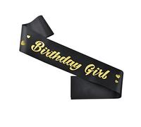 Ulikee Birthday Girl Sash, Black Soft Satin Sash with Gold Foil Birthday Girl for 10th 16th 18th 21th 30th Birthday Party Favors Supplies (Birthday Girl Sash 1)