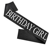 Ulikee 'Birthday Girl' Sash, Soft Satin Black Sash with Foil for Sweet 16 18th 21st 30th or Any Birthday Party Suppiles Favors