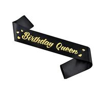 Ulikee 'Birthday Queen' Sash, Black Satin Sash with Gold Foil Birthday Sashes for 18th 21th 30th 40th 50th 60th for Women Birthday Party Decoration Supplies