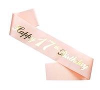 Ulikee Happy 17th Birthday Sash Rose Gold, 17th Birthday Satin Sash Birthday Gift for Girls 17th Birthday Party Decoration Suppiles Favours