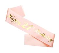 Ulikee Happy 21st Birthday Sash - Rose Gold Satin Sash for Girls' 21st Birthday Party Decorations