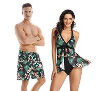 Ulikeey Matching Swimsuit for Couples, Mens Swim Trunks Women Tankini Couples Matching Swimwear, Men, Medium