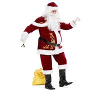 Ulikey Santa Claus Costume Men's Santa Outfit Adult Santa Costume Men's Set with Complete Santa Accessory Set for Christmas, Carnival (2XL)