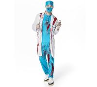 Ulikey Zombie Doctor Costume Men's Horror Surgeon Costume Men's Halloween Doctor Costume Set with Doctor Coat, Doctor Hat, Doctor Mask, Top, Trousers and Stethoscope for Halloween, Carnival (XL)