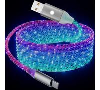 ULIKTO 6.6ft/2m Type C Cable 3A Fast Charging Switch on/Off Led Light up Charger Cable Visible RGB Color Changing USB A to USB C Data Sync Cord for Samsung Galaxy S21/S20/S10/S9/Note 20/10/9/8