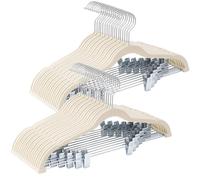 Ulimart 36-Pack Beige Velvet Pants Hangers, Non-Slip, Slim, Adjustable, Space Saving, Heavy-Duty, Felt Hangers with Clips for Pants, Skirts, Suits, Coats, Dresses