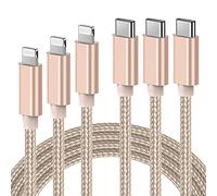 Ulinek USB C to Lightning Cable, MFi Certified 1M+2M+3M Fast Charging iPhone Charger Cable Nylon Braided, PD Lightning Type C Cord Compatible with iPhone 11 12 Pro Max XR X 8 Plus 8 iPad Pro, Gold