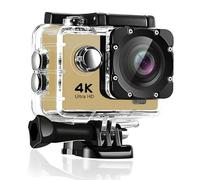 Ulisem 4K Sports Camera, WiFi Action Camera Wide Angle 170°Waterproof Sports Camera 30 m, 2 x 1050 mAh USB Rechargeable Battery, for Bike/Surf/Jumping/Skiing (Gold)