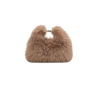 Ulisty Women Small Faux Fox Fur Clutch Bag Mini Furry Evening bag Plush Shoulder Bag Crossbody Bag Hobo Bag Handbag khaki