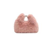 Ulisty Women Small Faux Fox Fur Clutch Bag Mini Furry Evening bag Plush Shoulder Bag Crossbody Bag Hobo Bag Handbag pink