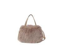 Ulisty Women Small Faux Fox Fur Tote Bag Mini Furry Top Handle Bag Plush Shoulder Bag Crossbody Bag Handbag khaki