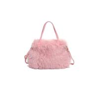 Ulisty Women Small Faux Fox Fur Tote Bag Mini Furry Top Handle Bag Plush Shoulder Bag Crossbody Bag Handbag pink