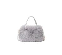 Ulisty Women Small Faux Fox Fur Tote Bag Mini Furry Top Handle Bag Plush Shoulder Bag Crossbody Bag Handbag, Grey