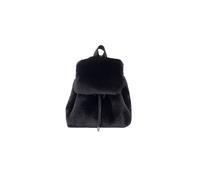 Ulisty Women Small Faux Rabbit Fur Backpack Furry Drawstring Daypack Plush Shoulder Bag black