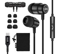 UliX RIDER USB C Headphones, 5 Years Warranty, Magnetic USB-C Earbuds for iPhone 16 15 Pro Max Plus Samsung Galaxy S24 S23 Ultra S22 S21 FE S20 Z Flip 3 Fold 4 A53 A54, USB Type C Earphones - Black