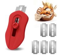 Uliya Professional Magnetic Bread Lame Set - Retractable Dough Scoring Tool with 5 Replaceable Blades, Safety Push-Pull Design for Artisan Bread Scoring, Perfect for Home Bakers (Red)