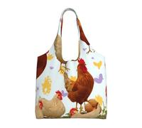 ULKMFFCF A Brood of Chickens Printed Canvas Tote Bag for Women Reusable Handbag Shopping Shoulder Bag for School Work Travel