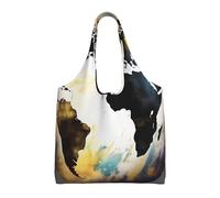 ULKMFFCF Abstract World Globe Printed Canvas Tote Bag for Women Reusable Handbag Shopping Shoulder Bag for School Work Travel