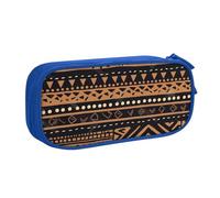 ULKMFFCF African Mud Cloth Tribal Printed Pencil Case Pen Bag,Blue - Large Capacity Students Stationery Pouch Pencil Box with Zipper for School Office Travel and Makeup
