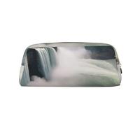 ULKMFFCF American Falls Printed Leather Pencil Case for Students Girls Boys - Cute Gold Zip Pen Pencil Pouch Office School Adult Stationary Organiser Makeup Bag