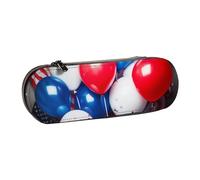 ULKMFFCF American Flag Balloons Printed Hard Shell Pencil Case Pen Bag - PU Leather Students Stationery Pouch Pencil Box for School Office Travel and Makeup