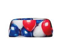 ULKMFFCF American Flag Balloons Printed Leather Pencil Case for Students Girls Boys - Cute Silver Zip Pen Pencil Pouch Office School Adult Stationary Organiser Makeup Bag