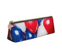 ULKMFFCF American Flag Balloons Printed Triangle Pencil Case - Cute Leather Zip Pouch for School, Office, Travel and Makeup
