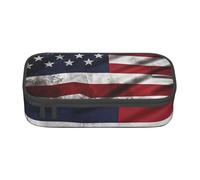 ULKMFFCF American Flag Independence Fourth of July Printed Pencil Case with Compartments - Large Capacity Pen Case Bag Pouch Holder Makeup Bag for School, Office, Travel