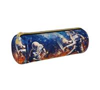 ULKMFFCF American Football Galaxy Space Play Printed Round Pencil Case - Cute Leather Zip Pouch for School, Office, Travel and Makeup