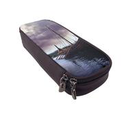 ULKMFFCF Ancient Times Boat Printed Pencil Case Pen Bag - Pu Leather Students Stationery Pouch Pencil Box with Zipper for School Office Travel and Makeup