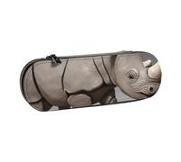 ULKMFFCF Animal Rhino Printed Hard Shell Pencil Case Pen Bag - PU Leather Students Stationery Pouch Pencil Box for School Office Travel and Makeup