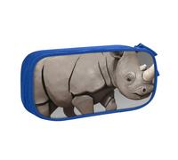 ULKMFFCF Animal Rhino Printed Pencil Case Pen Bag,Blue - Cute Students Stationery Pouch Pencil Box with Zipper for School Office Travel and Makeup