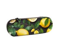 ULKMFFCF Art Lemon Pattern Printed Hard Shell Pencil Case Pen Bag - PU Leather Students Stationery Pouch Pencil Box for School Office Travel and Makeup