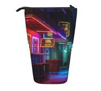 ULKMFFCF Bars Neon Lights Printed Standing Telescopic Pencil Case - Cute School Pencil Pouch, Makeup Bag, Cosmetic Bag, Pen Holder