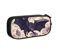 ULKMFFCF Bat Print Printed Pencil Case Pen Bag,Black - Large Capacity Students Stationery Pouch Pencil Box with Zipper for School Office Travel and Makeup