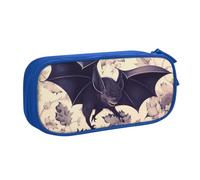 ULKMFFCF Bat Print Printed Pencil Case Pen Bag,Blue - Large Capacity Students Stationery Pouch Pencil Box with Zipper for School Office Travel and Makeup
