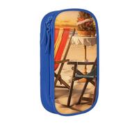 ULKMFFCF Beach Chair Scenes Printed Cute Pencil Case Pen Bag,Blue - Large Capacity Students Stationery Pouch Pencil Box for School Office Travel Makeup